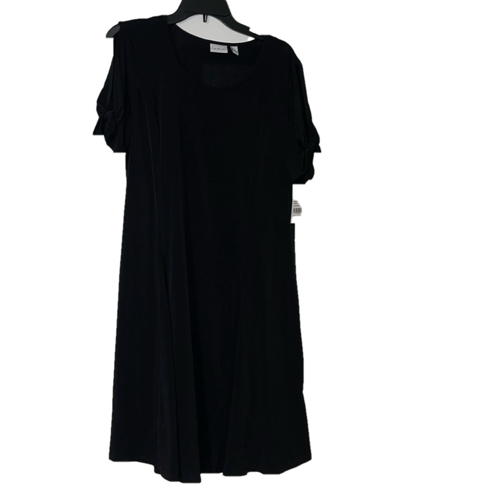 NWT Kim Rogers black cold shoulder dress L - Picture 1 of 7
